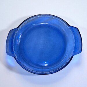 Anchor Hocking Deep Pie Plate 9″ Cobalt Blue Ovenware #1075 Vintage USA